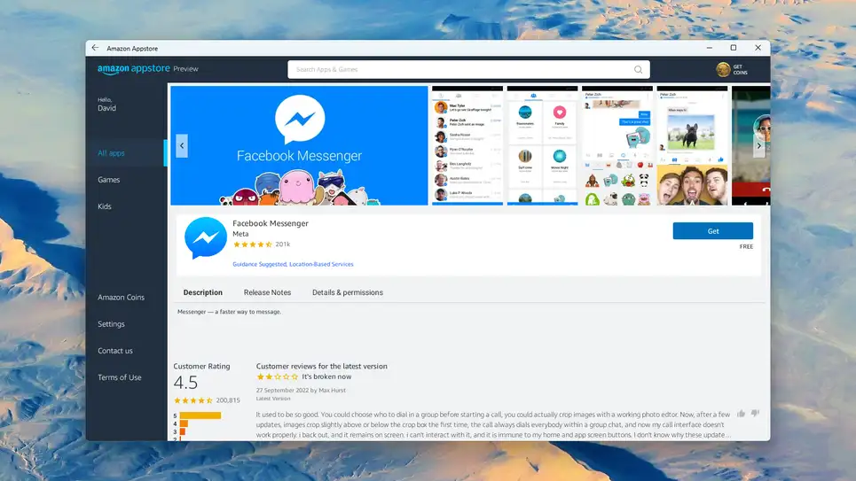 Facebook Messenger is one of the apps available.